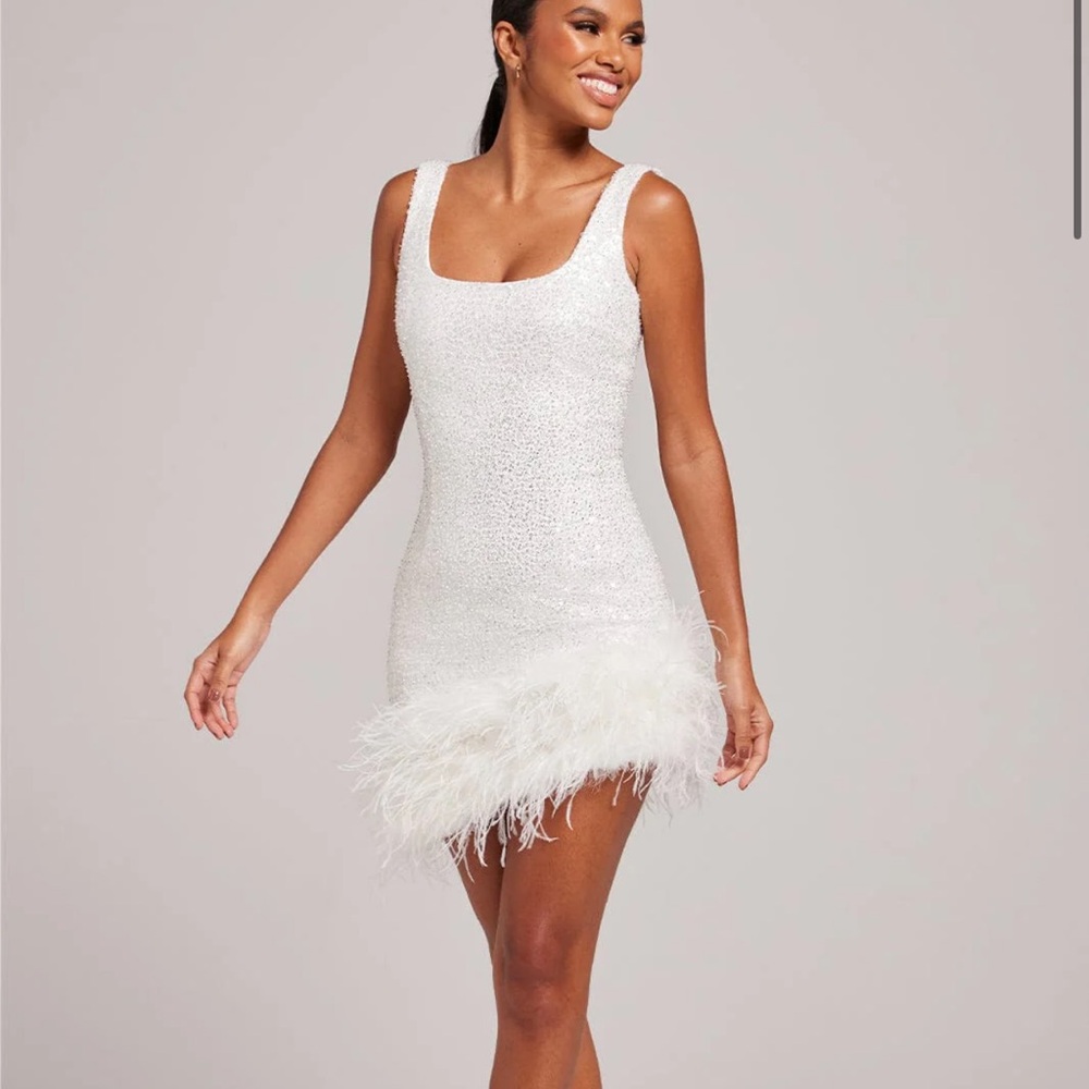 Nadine Merabi Evie White Graduation Dress